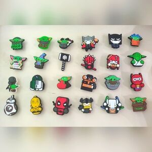 Set of 25 shoe charmes for Crocs Star wars and superheroes